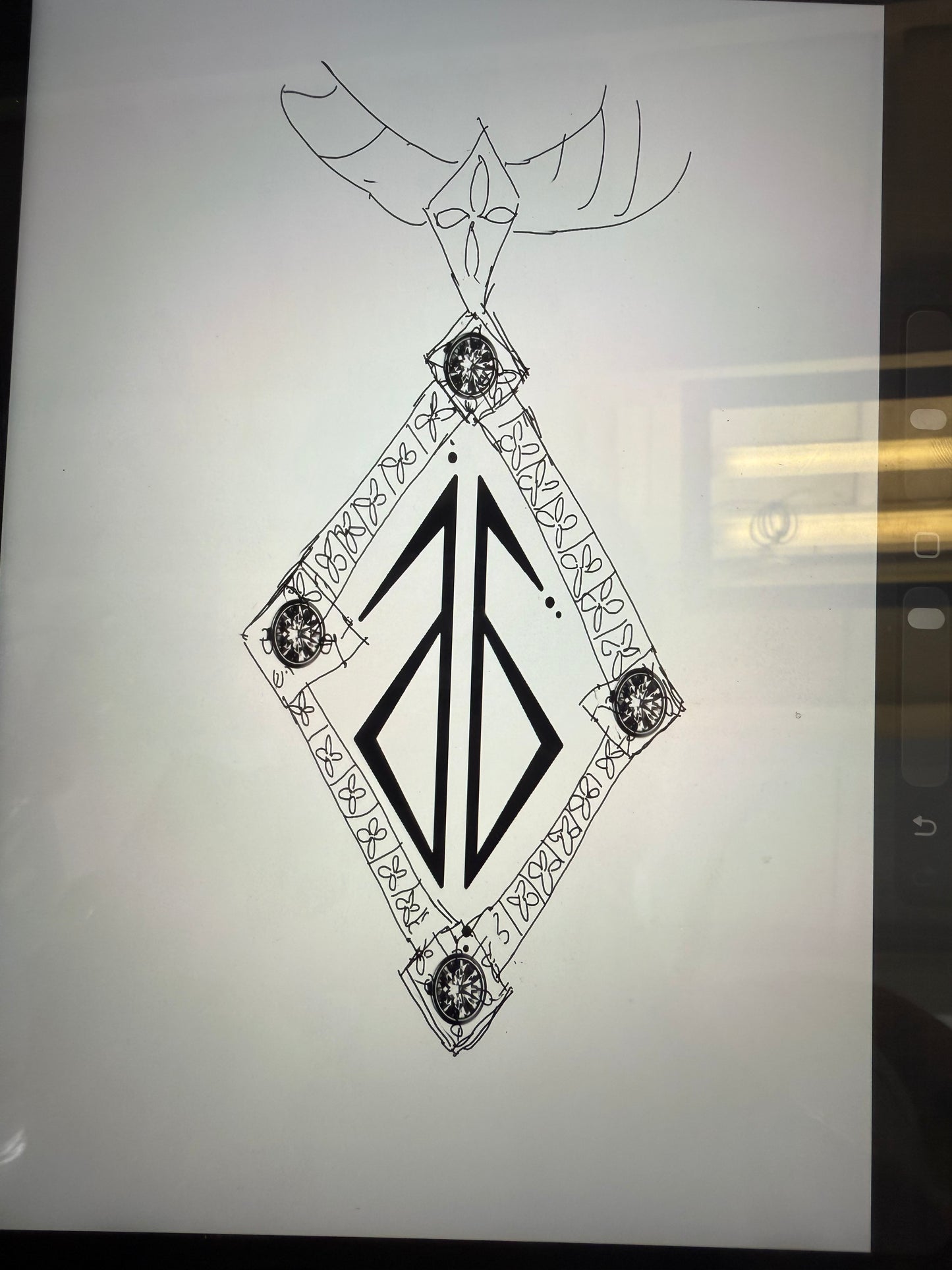 Pendentif logo custom avec chaîne corde argent et diamant