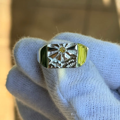 Chevalière Soleil saphir