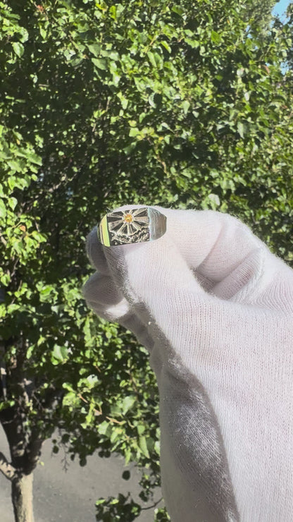 Chevalière Soleil saphir